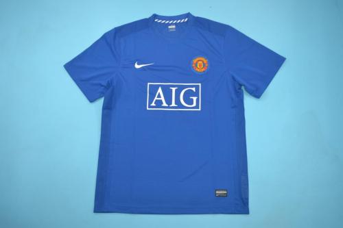Retro Jersey 2008-2009 Manchester United Third Away Blue Soccer Jersey Vintage Football Shirt