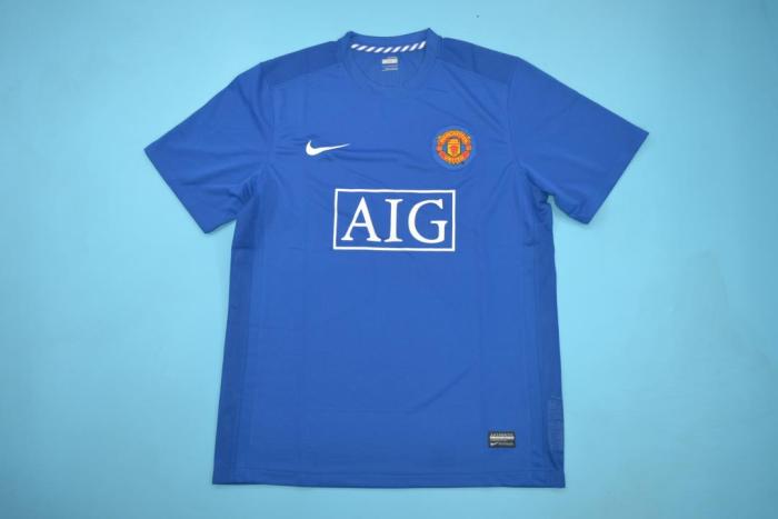 Retro Jersey 2008-2009 Manchester United Third Away Blue Soccer Jersey Vintage Football Shirt
