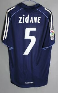 with LFP Patch Retro Jersey 2005-2006 Real Madrid ZIDANE 5 Away Dark Blue Vintage Soccer Jersey