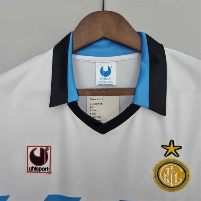 Retro Jersey 1990-1991 Inter Milan Away White Soccer Jersey Vintage Inter Football Shirt