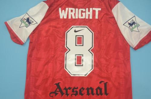 with EPL Patch Retro Jersey 1994-1996 Arsenal 8 WRIGHT Home Soccer Jersey Vintage Football Shirt