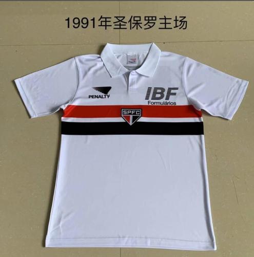 Retro Jersey 1991 Sao Paulo Home Soccer Jersey Vintage Football Shirt