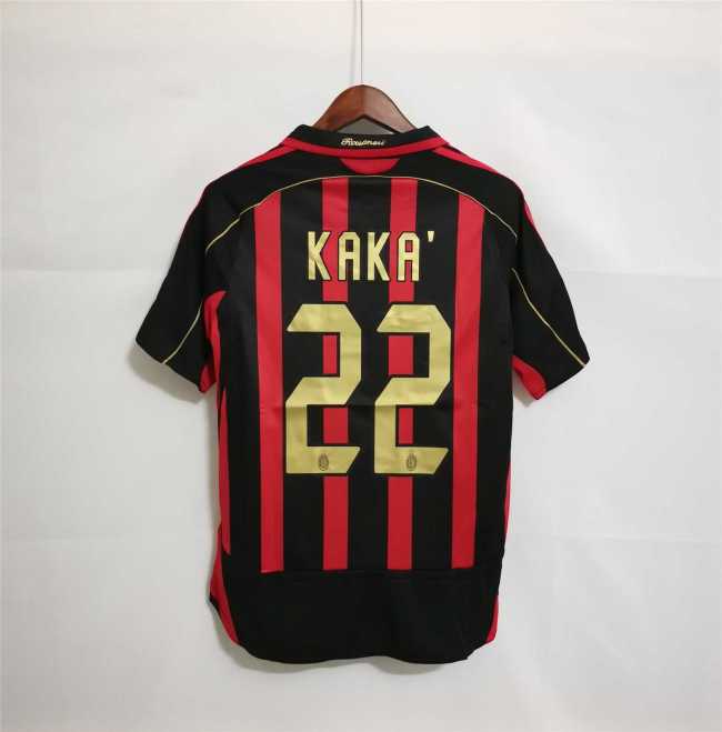 with UCL Patch Retro Jersey 2006-2007 Ac Milan 22 KAKA Home Soccer Jersey