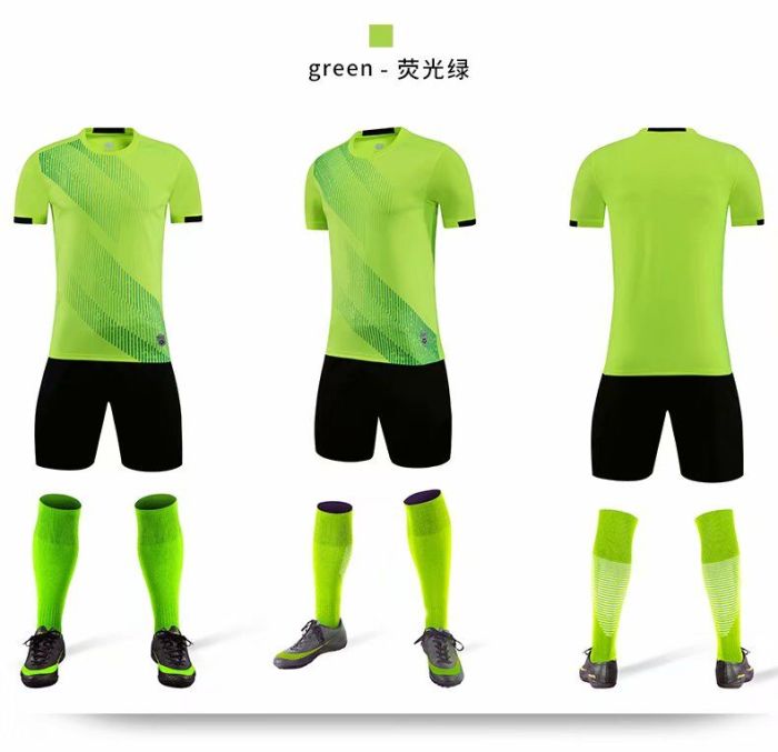 XBJKJW8827 Green  Tracking Suit  Adult Uniform Soccer Jersey Shorts