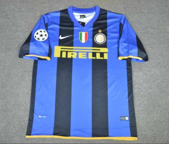with UCL Scudetto patch Retro Jersey Inter 2008-2009 UCL Version Home Soccer Jersey
