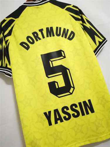 Retro Jersey 1994-1995 Borussia Dortmund YASSIN 5 Home Soccer Jersey Vintage BVB Football Shirt