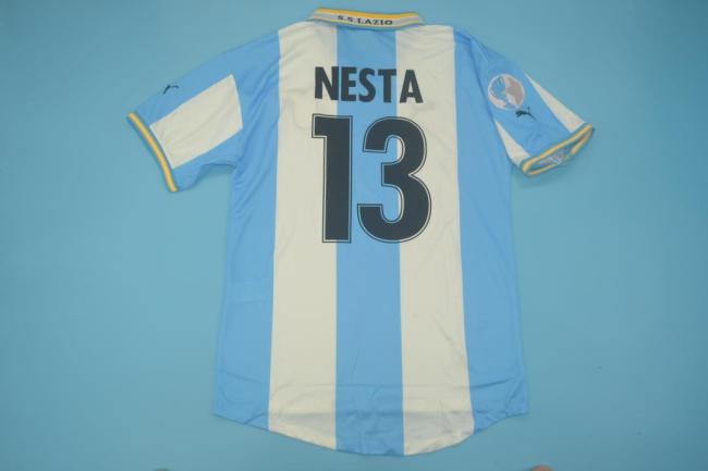 with Patch Retro Jersey 1999-2000 Lazio 13 NESTA Home Soccer Jersey Vintage Football Shirt