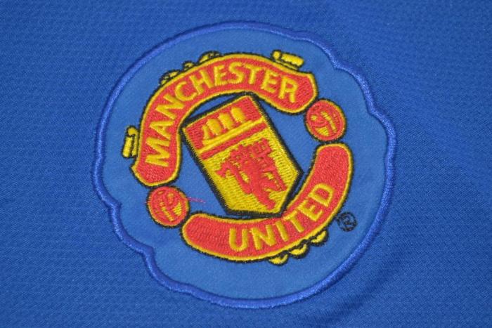 Long Sleeve Retro Jersey 2008-2009 Manchester United Away Blue Soccer Jersey Vintage Man Utd Football Shirt