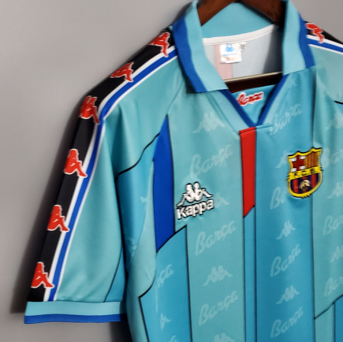 Retro Jersey 1996-1997 Barcelona Away Blue Soccer Jersey Vintage Football Shirt