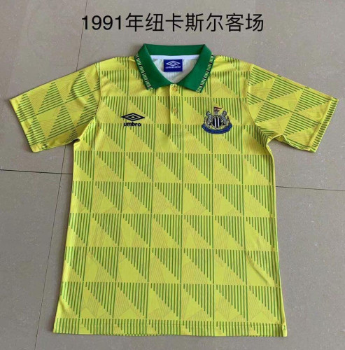 Retro Jersey 1991-1993 Newcastled Unite Away Yellow Vintage Soccer Jersey