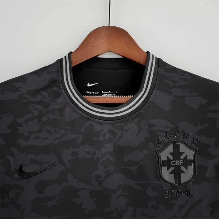 Fans Version 2022 Brazil All Black Soccer Jersey