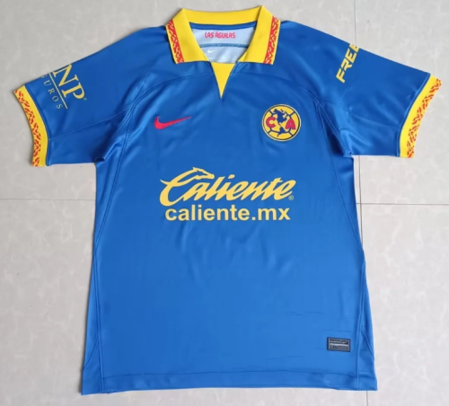 Fans Version 2023-2024 Club America Aguilas Away Blue Soccer Jeresey S,M,L,XL,2XL,3XL,4XL