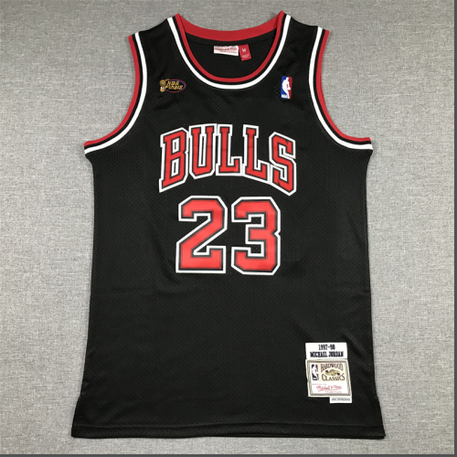 Mitchell&ness 1997-98 Chicago Bulls Final Match Black Basketball Shirt 23 JORDAN NBA Jersey