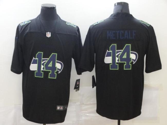 Seahawks 14 DK Metcalf Black Shadow Logo Limited Jersey