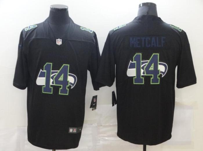 Seahawks 14 DK Metcalf Black Shadow Logo Limited Jersey