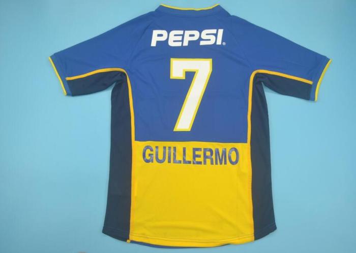 Retro Jersey 2002-2003 Boca Juniors 7 GUILLERMO Home Soccer Jersey Vintage Football Shirt