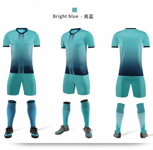XBJKJW8826 Bright Blue Tracking Suit Adult Uniform Soccer Jersey Shorts