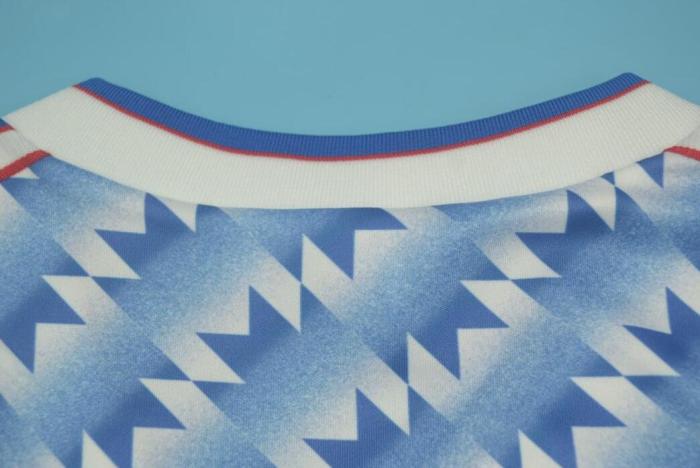 Retro Jersey Long Sleeve 1990-1992 Manchester United Away Blue Soccer Jersey Vintage Football Shirt