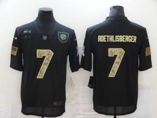Steelers 7 Ben Roethlisberger Black Camo 2020 Salute To Service Limited Jersey