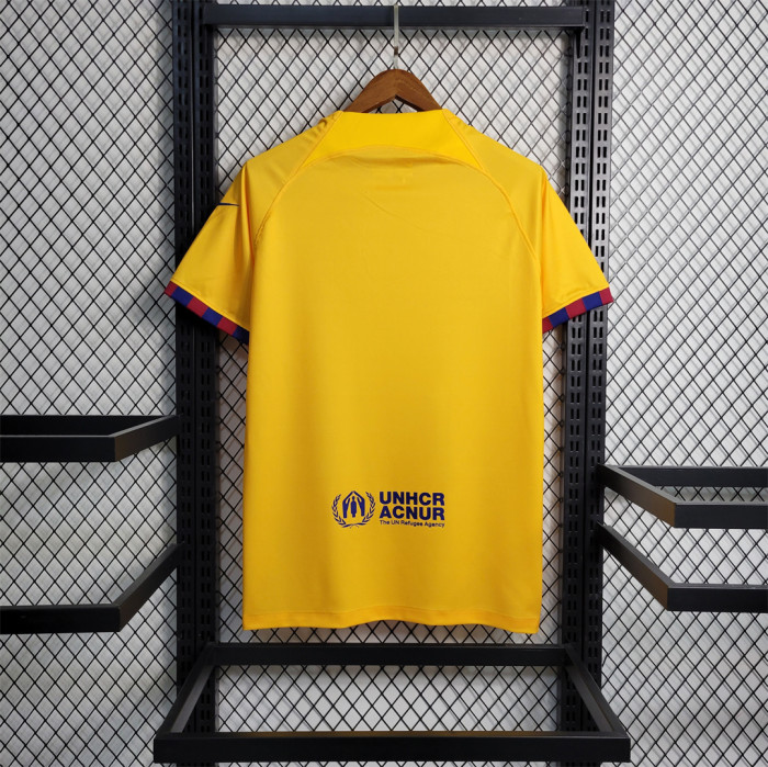 Fans Version 2022-2023 Barcelona 4th Away Yellow Soccer Jersey