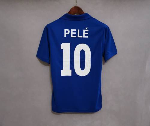 Retro Jersey 1957 Brazil 10 PELE Away Blue Soccer Jersey Vintage Brasil Camisetas de Futbol