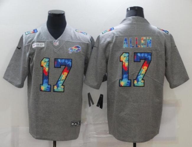 Buffalo Bills 17 ALLEN Grey Vapor Untouchable Rainbow Limited Jersey