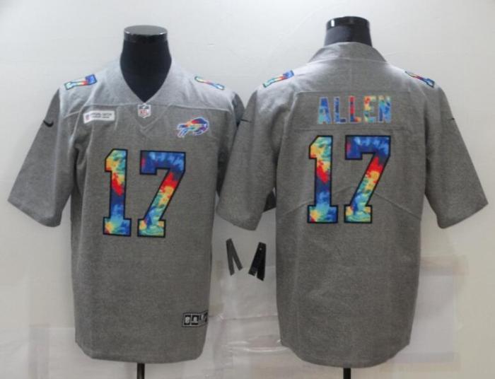 Buffalo Bills 17 ALLEN Grey Vapor Untouchable Rainbow Limited Jersey