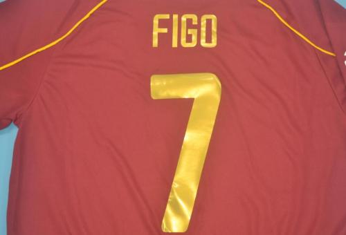 with World Cup Patch Retro Jersey 2002 Portugal 7 FIGO Home Soccer Jersey