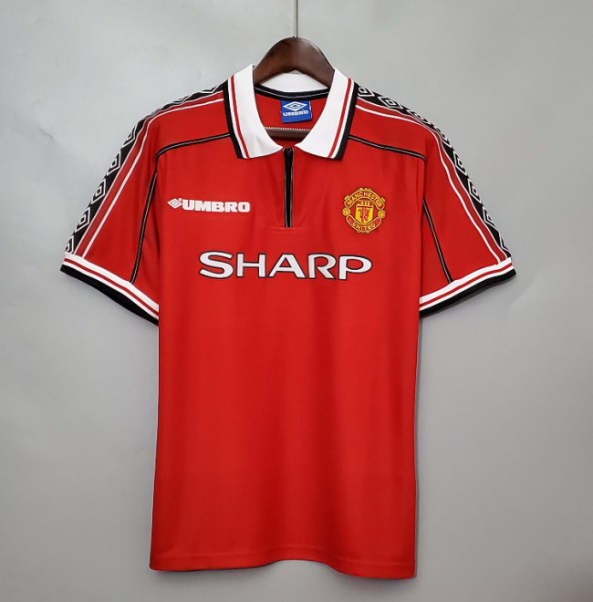 Retro Jersey 1998-1999 Manchester United Home Soccer Jersey Man Uted Vintage Football Shirt
