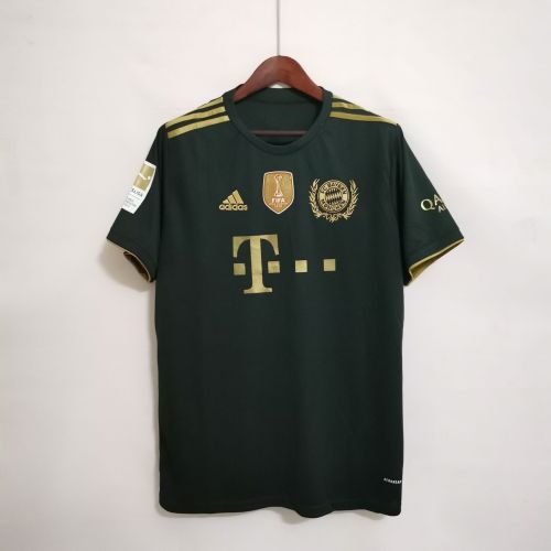 with Bundesliga+Front Patch Fans Version 2021-2022 Bayern Munich Green Souvenir Soccer Jersey
