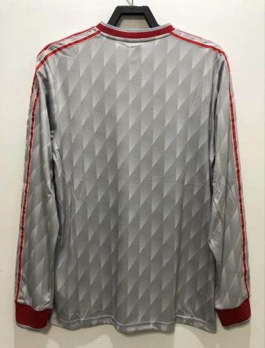Retro Jersey Long Sleeves 1989-1991 Liverpool Away Grey Soccer Jersey