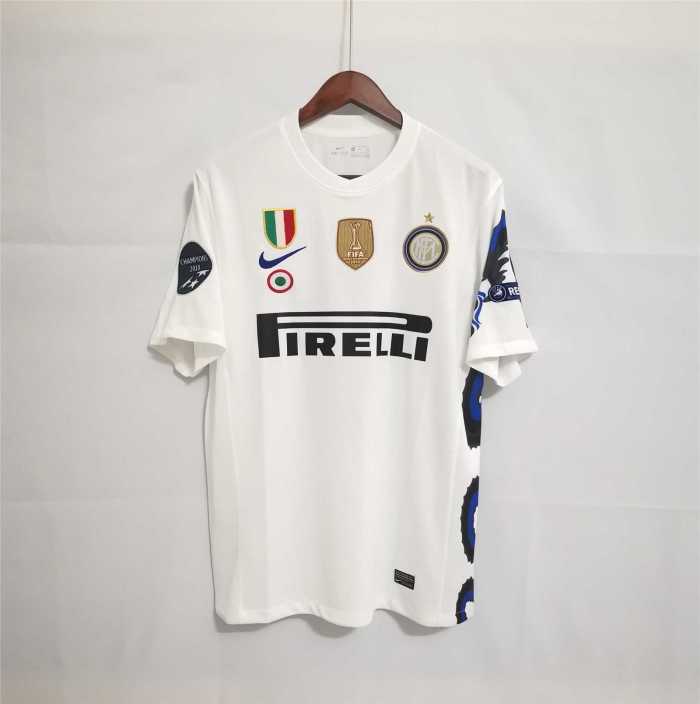 with 3 Front Patch+Champions 2010 Patch Retro Jersey 2010-2011 Inter Milan J.ZANETTI 4 Away White Soccer Jersey