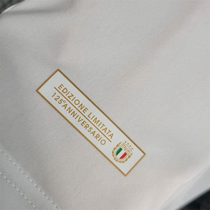 with three stripes extend along the shoulders Italy 2023 125th Anniversary Kit Fan Version Football Shirt