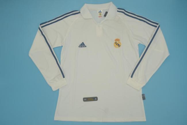Long Sleeve Retro Jersey 2001 Real Madrid Home Soccer Jersey