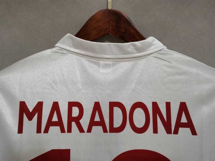 Retro Jersey 1988-1989 Calcio Napoli MARADONA 10 Away White Soccer Jersey