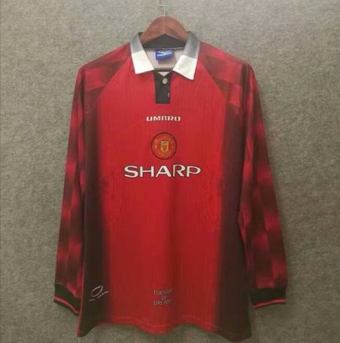 Long Sleeve Retro Jersey 1996-1997 Manchester United Home Soccer Jersey Vintage Football Shirt