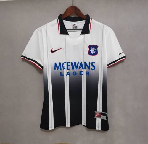 Retro Jersey 1997-1999 Rangers Away White/Black  Soccer Jersey