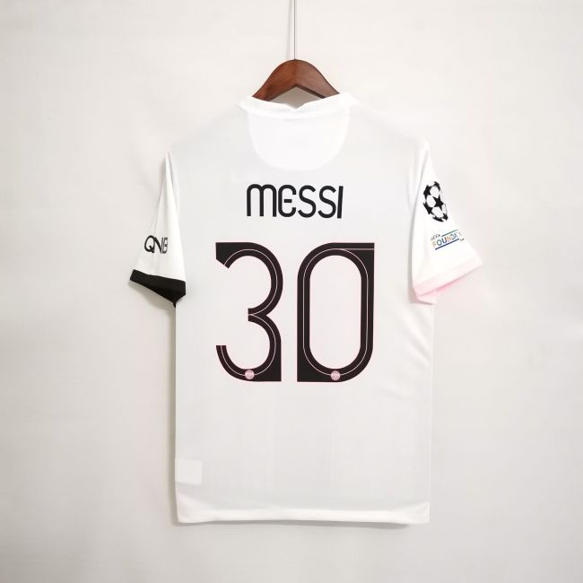 with UCL Patch Retro Jersey 2021-2022 PSG Away White Soccer Jersey Vintage Paris Football Shirt