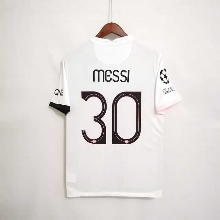 with UCL Patch Retro Jersey 2021-2022 PSG Away White Soccer Jersey Vintage Paris Football Shirt