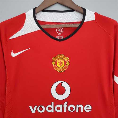Retro Jersey Long Sleeve 2004-2006 Manchester United Home Soccer Jersey Vintage Football Shirt