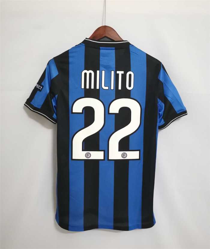 with UCL Patches Retro Jersey Inter Milan 2009-2010 #22 MILITO Home UCL Final Jersey