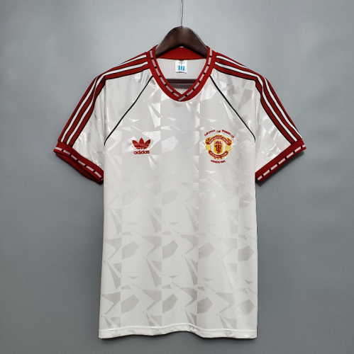 Retro Jersey 1991 Manchester United White Soccer Jersey Vintage Football Shirt
