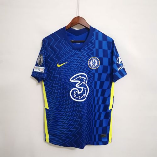 with UCL Patch Retro Jersey 2021-2022 Chelsea Home Blue Soccer Jersey