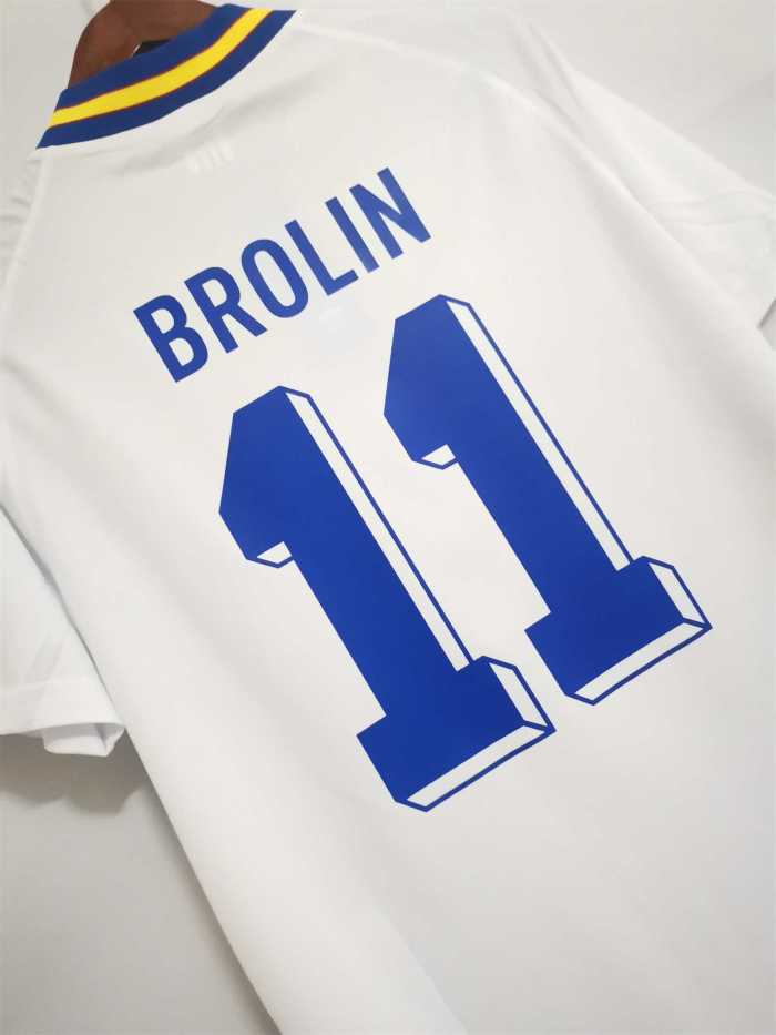 Retro Jersey 1994 Sweden BROLIN 11 Away White Soccer Jersey Vintage Football Shirt