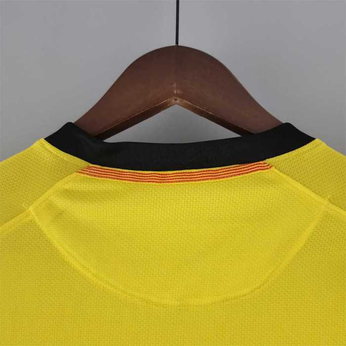 Retro Jersey Long Sleeve 2008-2009 Barcelona Away Soccer Jersey Yellow Vintage Football Shirt