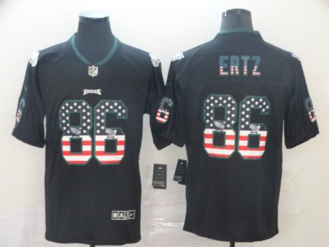 Philadelphia Eagles 86 Zach Ertz 2019 Salute To Service USA Flag Fashion Limited Jersey