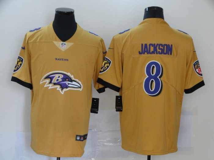 Baltimore Ravens 8 JACKSON Yellow Team Big Logo Vapor Untouchable Limited Jersey