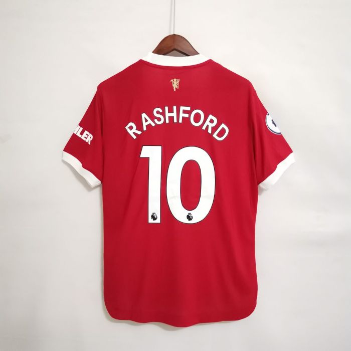 with EPL Patch Retro Jersey Player Version 2021-2022 Manchester United RASHFORD 10 Home Soccer Jersey
