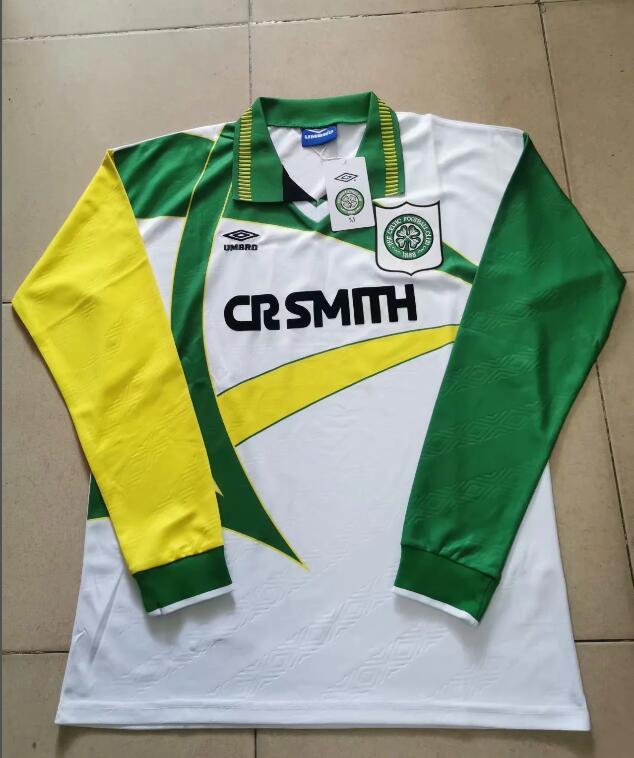 Retro Jersey 1994-1995 Celtic Away White Long Sleeves Soccer Jersey