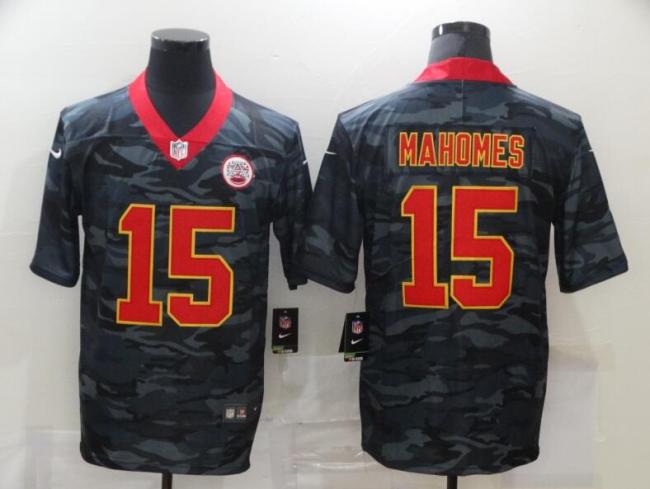 Kansas City Chiefs 15 MAHOMES Black Camo 2020 Salute To Service Limited Jersey